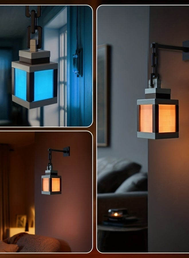 فانوس مضيء، فانوس بكسل، ضوء ليلي، فانوس مضيء بـ 16 لونًا، ضوء ليلي LED متغير الألوان مع جهاز تحكم عن بعد، ديكور منزلي مكتبي، زينة، فانوس احتفالي - Image 5